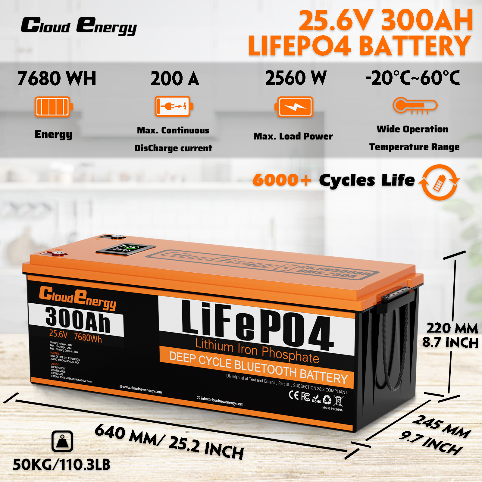 Product Parameters of CloudEnergy 24V 300AH Lithium Battery