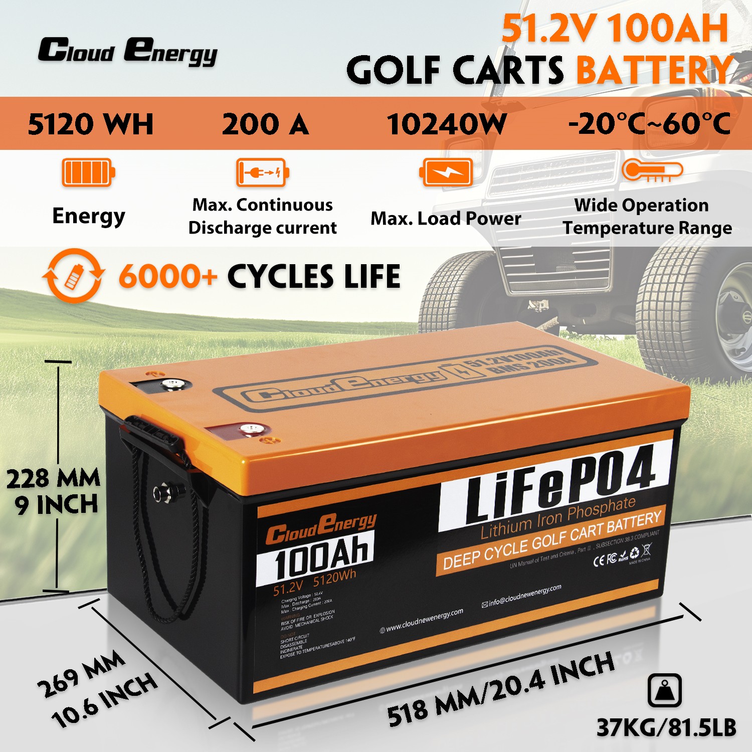 48v lithium golf cart battery