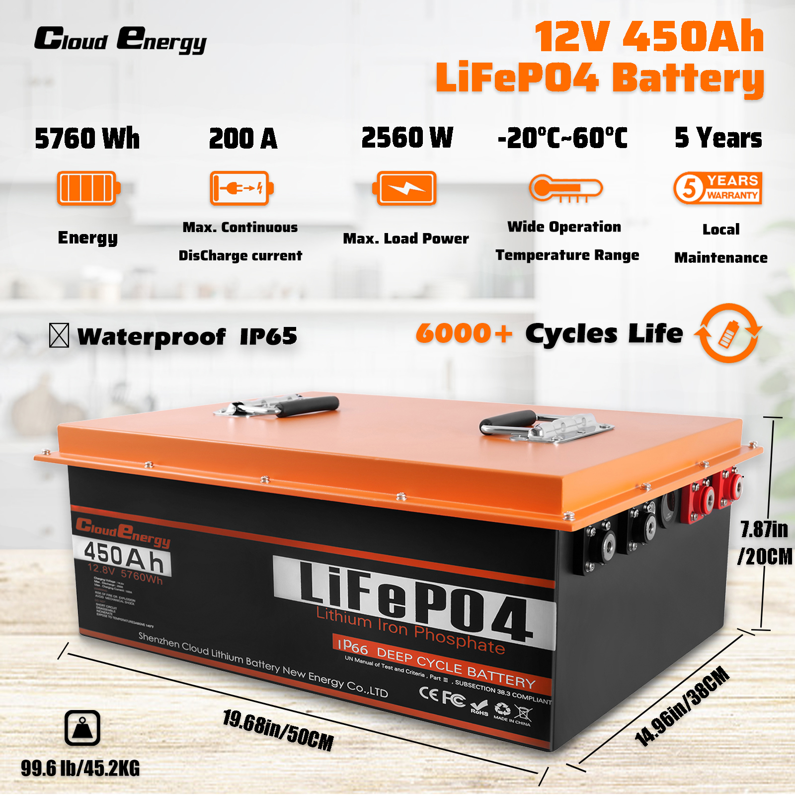 12.8V 450Ah LiFePO4 battery product image 2