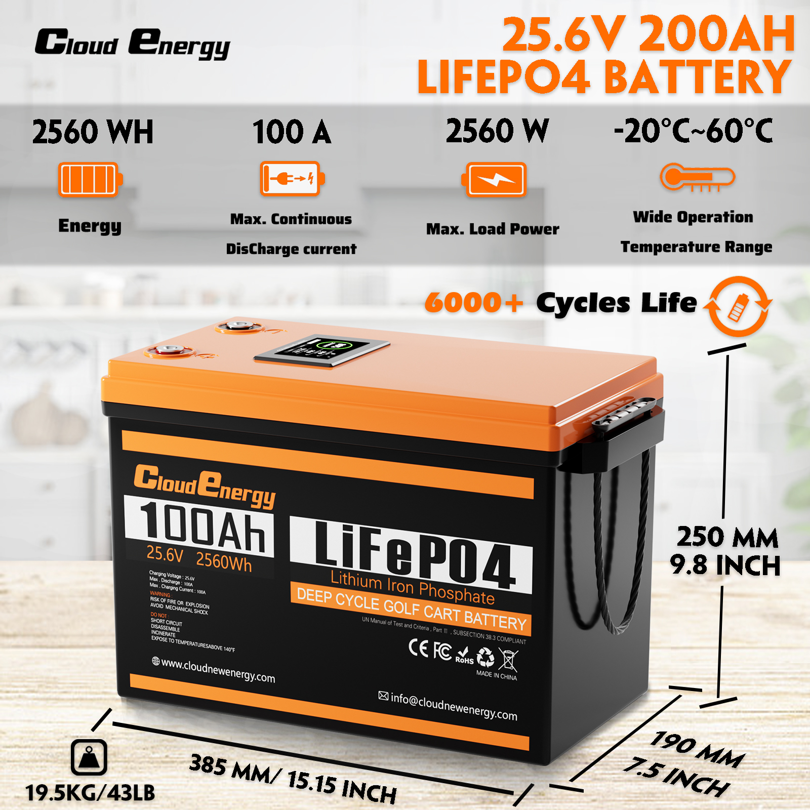 Product Parameters of CloudEnergy 24V 100AH Lithium Battery