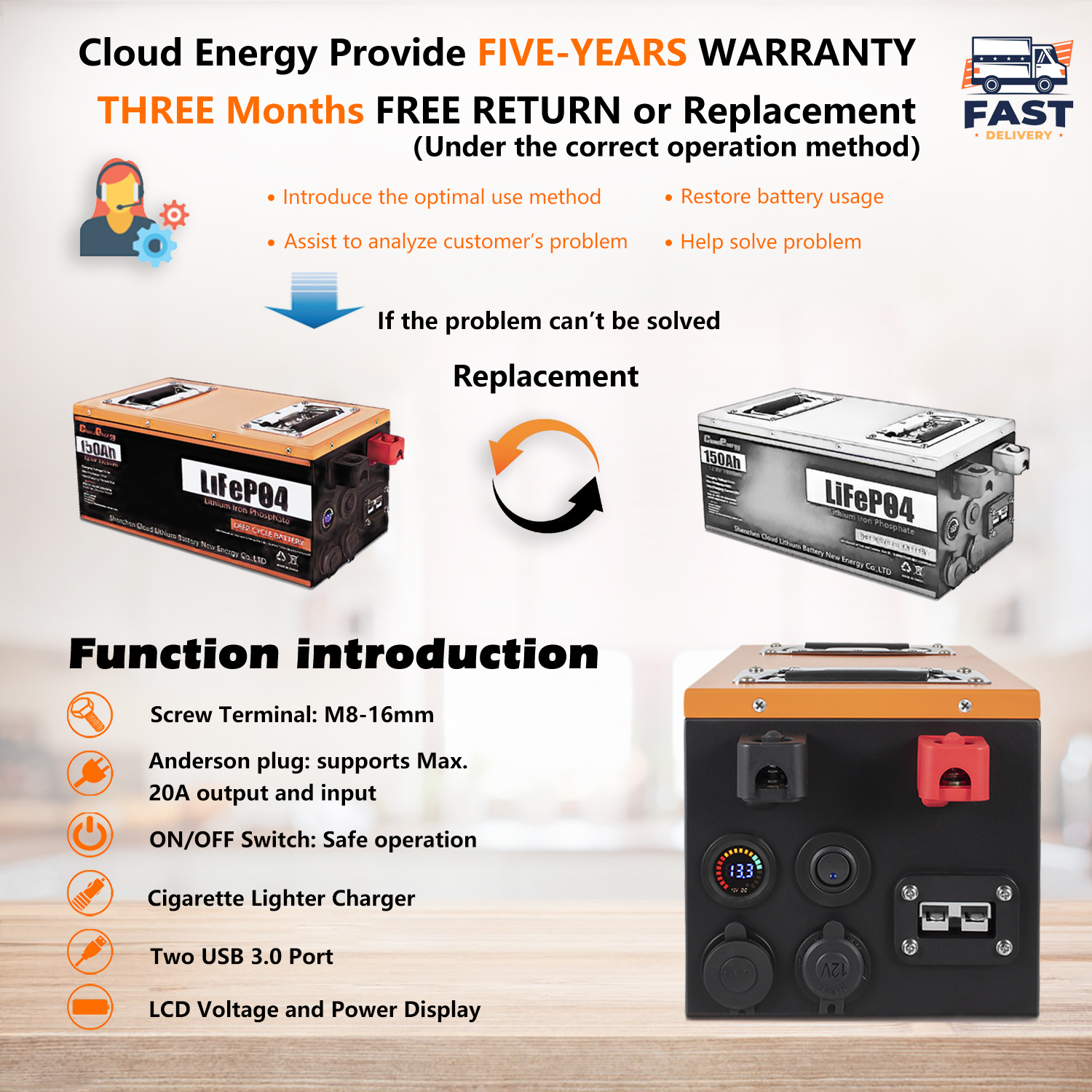 12.8V 150Ah LiFePO4 battery product image 2