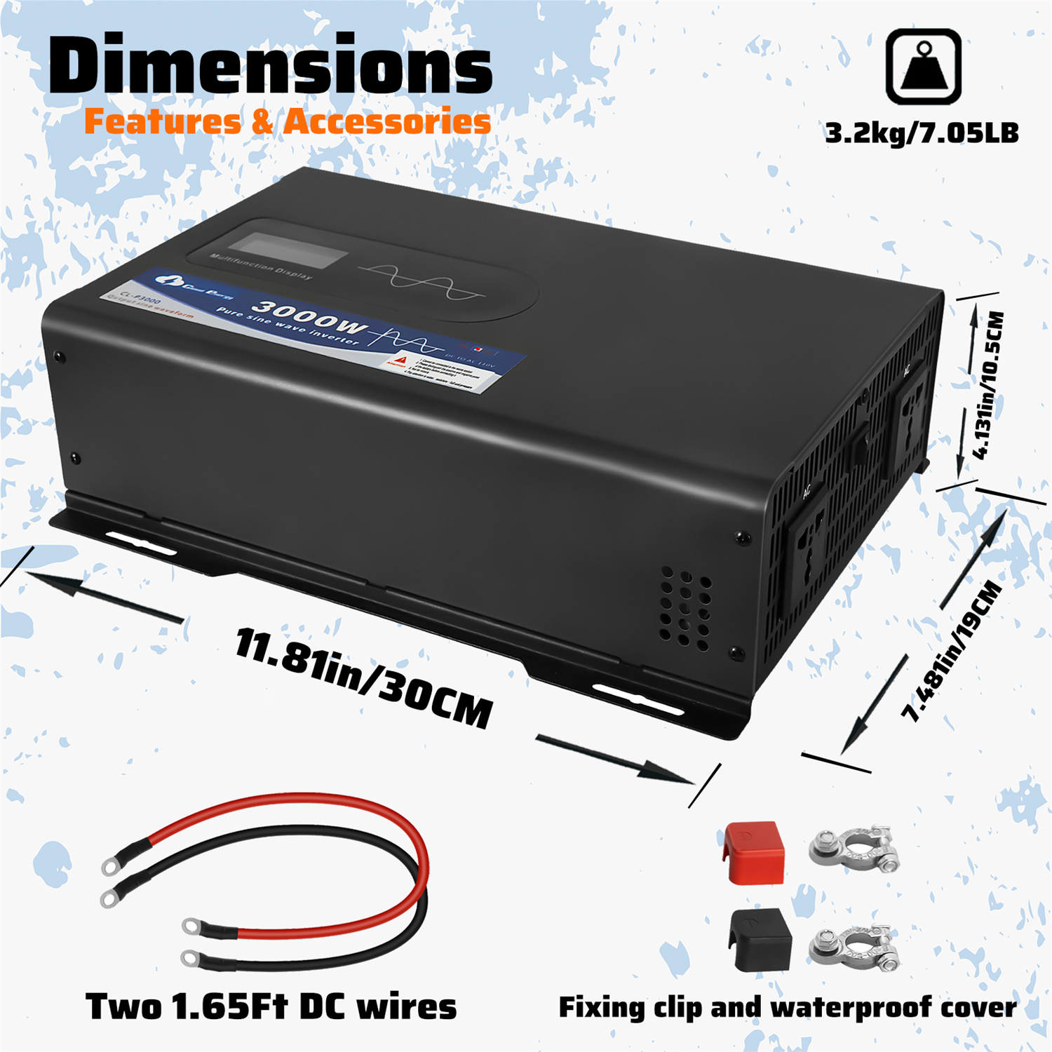 Cloudenergy 3000W DC/AC Inverter Side View