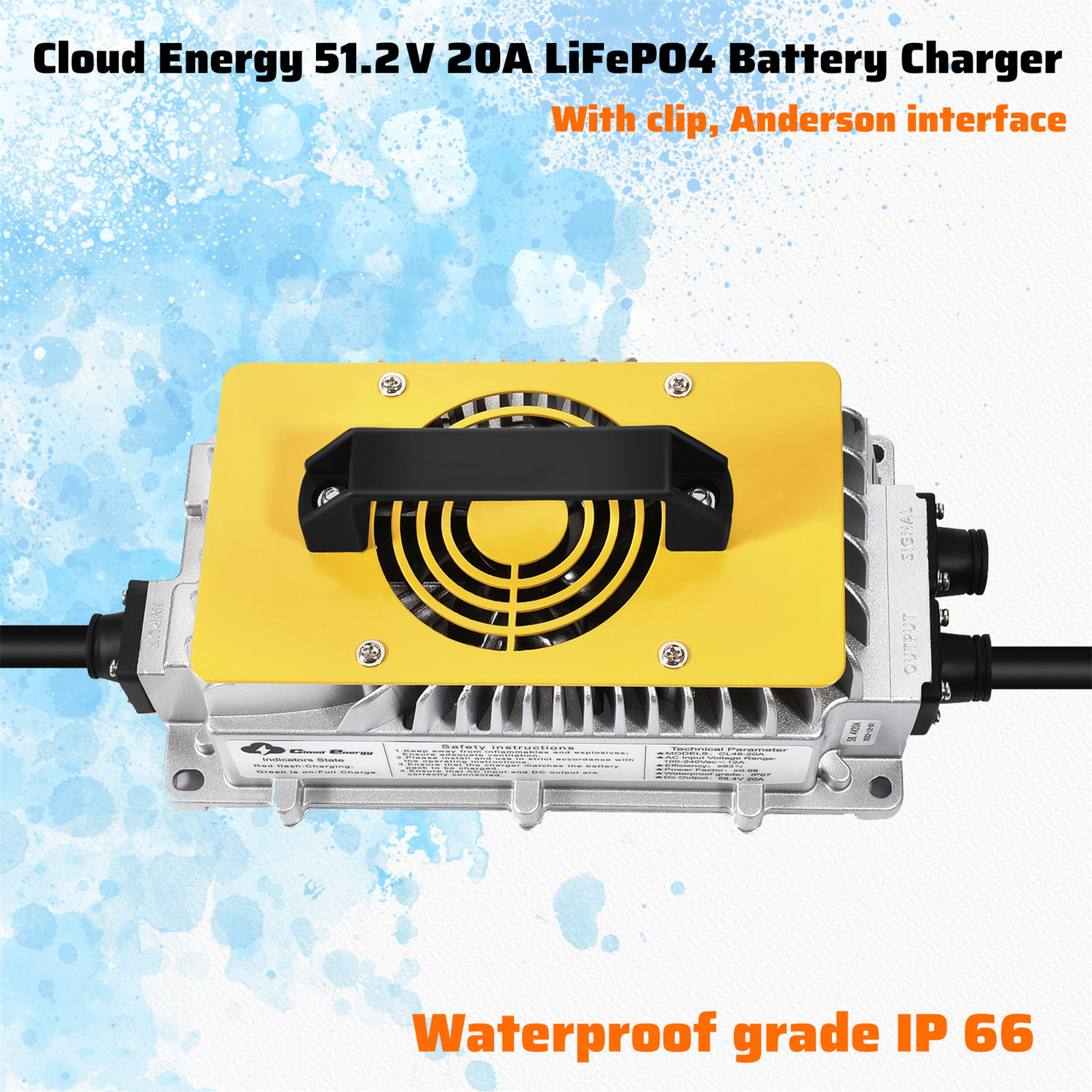 Cloudenergy 48V-20A Lithium Battery Charger Side View