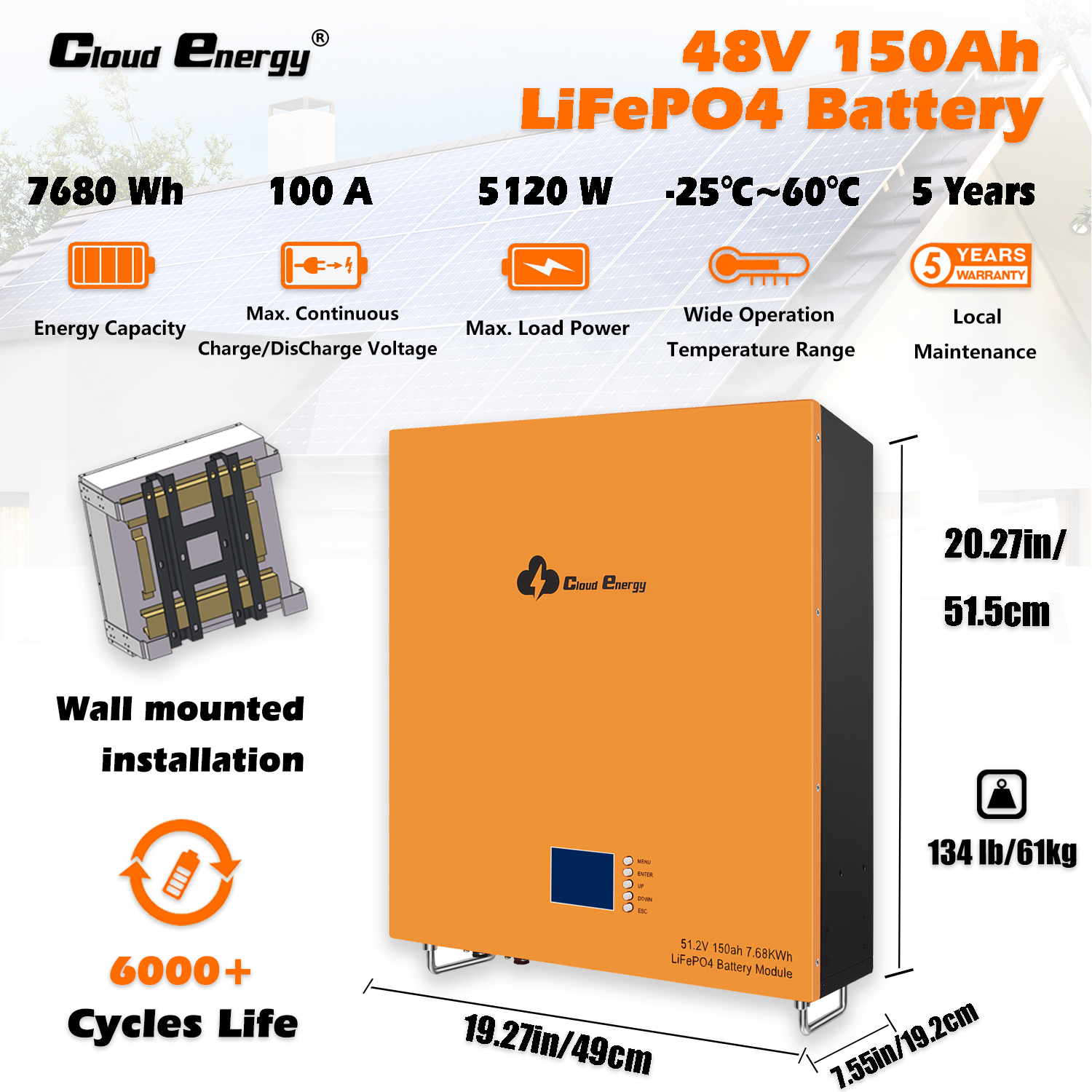 Cloudenergy 48V 150Ah LiFePO4 Battery Overview