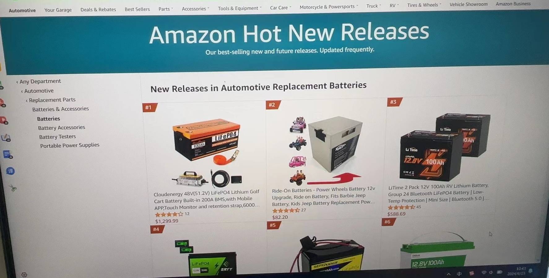 CloudEnergy's 48v100ah Golf Cart Lithium Battery Achieves #1 Rank on Amazon Hot New Releases